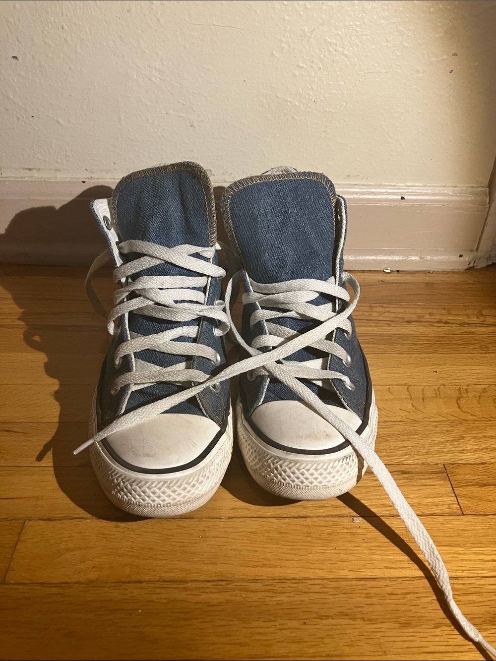 Converse High-Top Sneakers in Blue and White